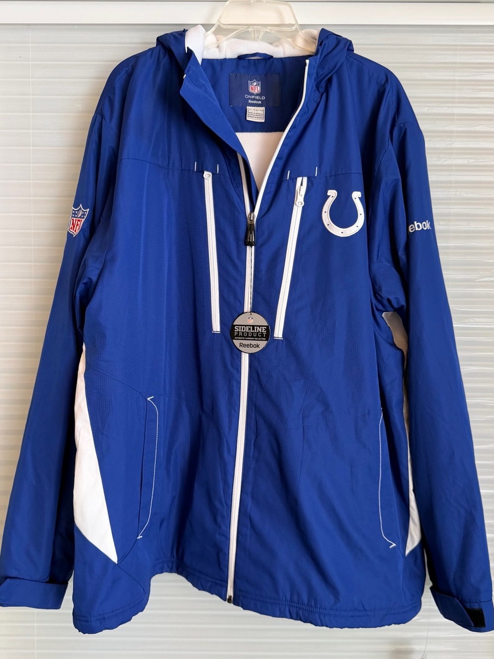 NWT Vintage Y2K Reebok NFL On Field Colts Sideline Full Zip Fleece Lined Jacket